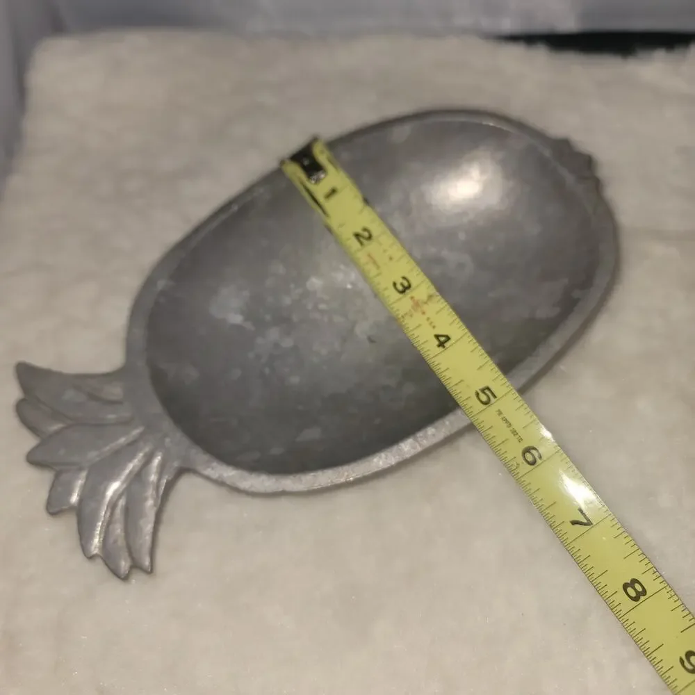 VINTAGE Aluminum Pineapple Serving Trinket Tray Mid-Century Tropical Decor